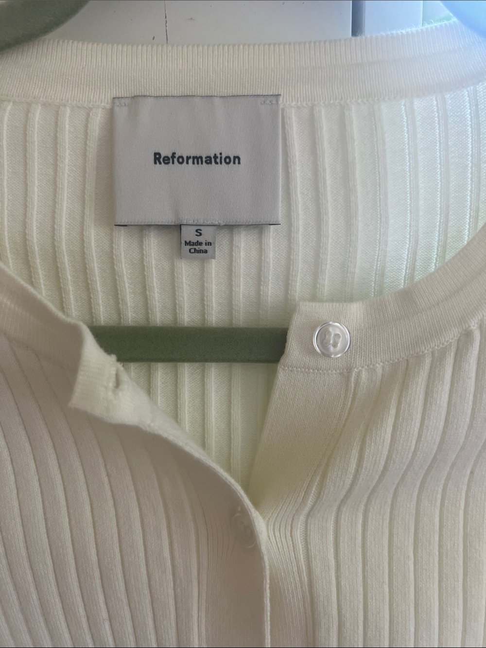 Reformation Cream Ribbed Button-Up Cardigan - Picture 2 of 7